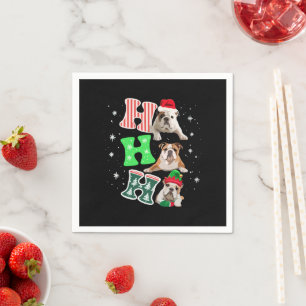 Serviette En Papier Ho Ho Ho Santa en Anglais Bouledogue Rennes Noël 