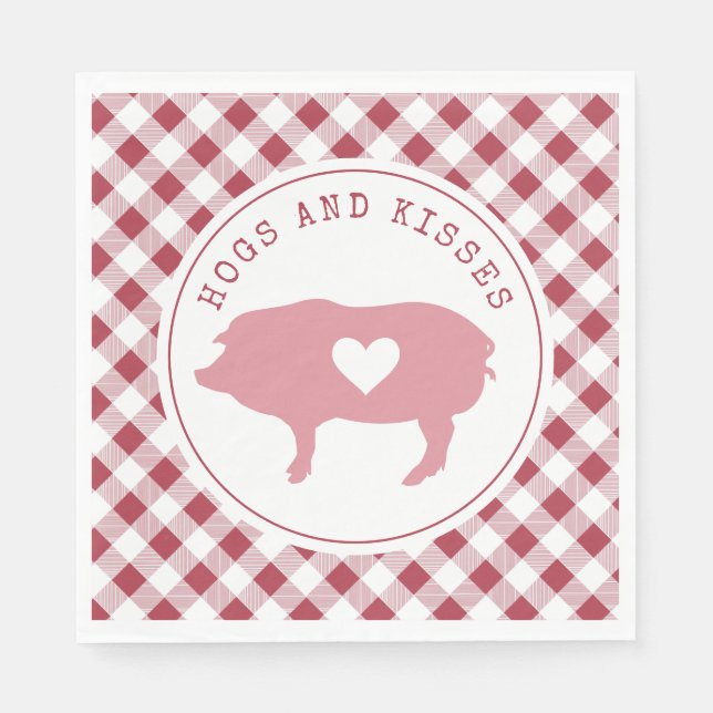 Serviette En Papier Hochons et baisers Cochon rose Valentine Photo (Devant)