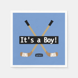 Serviette En Papier Hockey Baby C'est un garçon Bleu Bâtons de Hockey