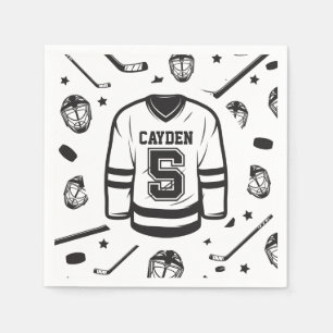 Serviette En Papier Hockey noir et blanc 5e anniversaire