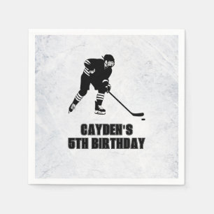 Serviette En Papier Hockey noir et blanc anniversaire