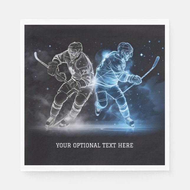 Serviette En Papier Hockey sur glace sur texte personnalisé (Devant)