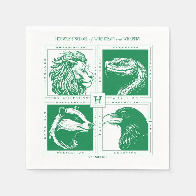 Serviette En Papier HOGWARTS™ Grille d'animaux de maison (Devant)