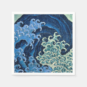 Serviette En Papier Hokusai Vague féminine Océan Vintage