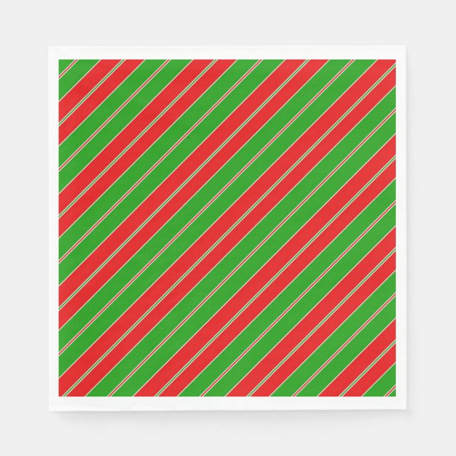 Serviette En Papier Holiday stripes in red and green (Devant)