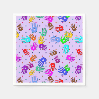 Serviette En Papier holiES - points de mains motif 1 coloré