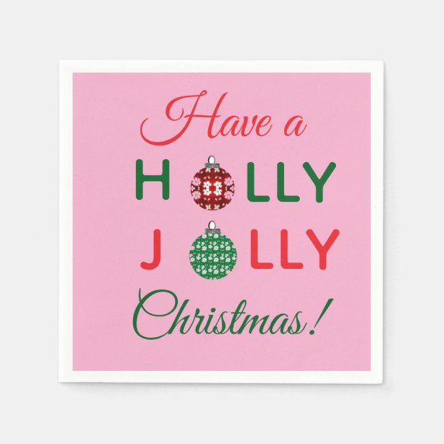 Serviette En Papier Holly Jolly Christmas napkin (Devant)
