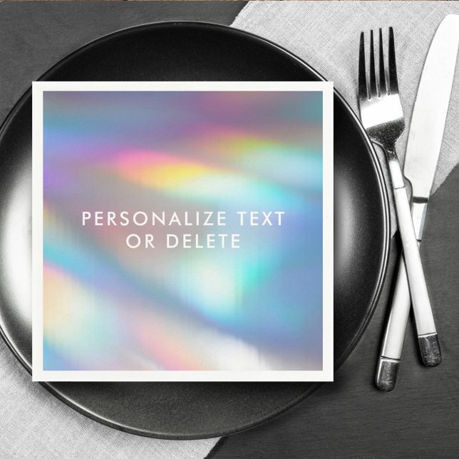 Serviette En Papier Hologramme moderne Pastel Arc-en-ciel Sirène Unico (Créateur téléchargé)