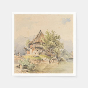Serviette En Papier Holzhütte am See - Carl Lafite