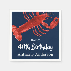 Serviette En Papier Homard à thème bleu foncé amusant Anniversaire fêt