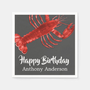 Serviette En Papier Homard à thème gris foncé amusant Anniversaire