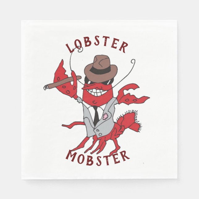 Serviette En Papier Homard Homard 🦞 Drôle Cartoon Gangster (Devant)