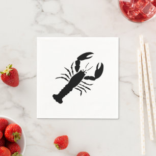 Serviette En Papier Homard noir et blanc moderne graphique mignon fun