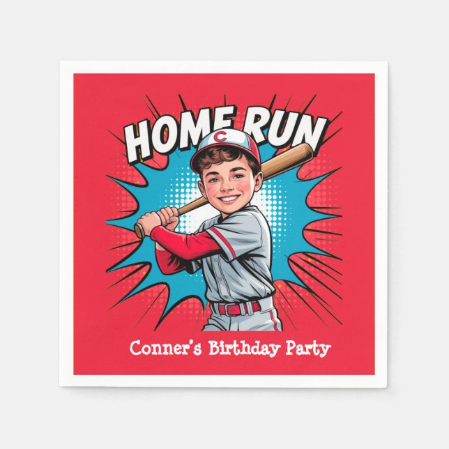 Serviette En Papier Home Run Boy Baseball Anniversaire Bash (Devant)