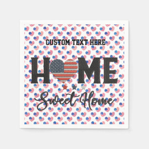 Serviette En Papier Home Sweet Home Citation American Flag Heart USA