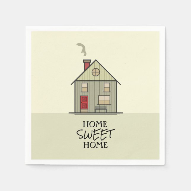 Serviette En Papier Home Sweet Home Citation Cute Maison de chauffage  (Devant)