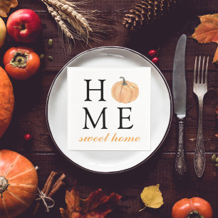 Serviette En Papier Home Sweet Home   Citrouille orange   Saison autom