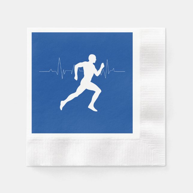Serviette En Papier Homme coureurs Silhouette sur Arrière - plan bleu (Devant)