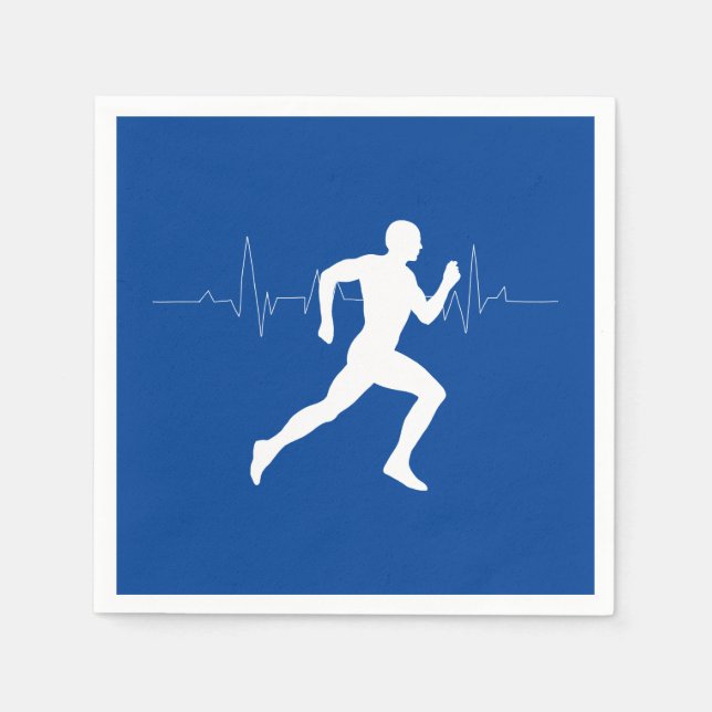 Serviette En Papier Homme coureurs Silhouette sur Arrière - plan bleu (Devant)