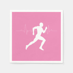 Serviette En Papier Homme coureurs Silhouette sur Arrière - plan rose