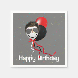 Serviette En Papier Homme de fête d'anniversaire sur ballon