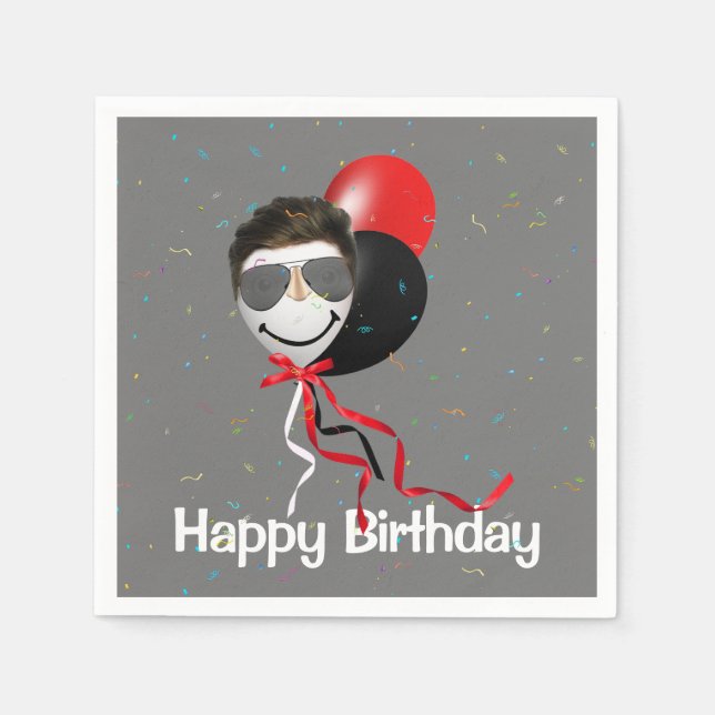 Serviette En Papier Homme de fête d'anniversaire sur ballon (Devant)