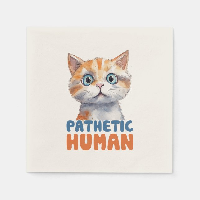 Serviette En Papier Homme pathétique - Design de chat Sarcastique (Devant)