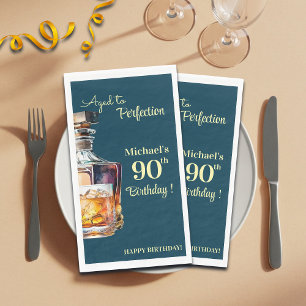 Serviette En Papier Hommes âgés à la perfection 90 ans Whiskey Anniver