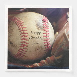 Serviette En Papier Hommes Anniversaire Baseball Sports Hobby Nom