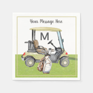 Serviette En Papier Hommes Anniversaire Retraite Golf Thème Monogramme