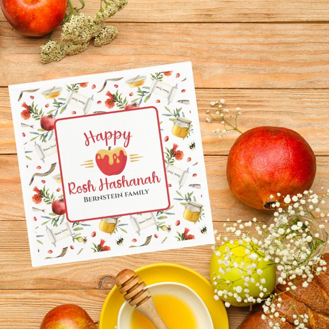 Serviette En Papier Honey Apple Juif Happy Rosh Hashanah (Créateur téléchargé)