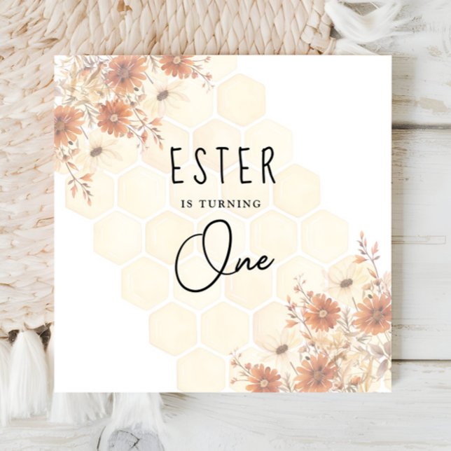 Serviette En Papier Honey Boho Fleur sauvage Genre Neutre Anniversaire (Créateur téléchargé)