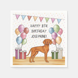 Serviette En Papier Hongrois Vizsla Anniversaire Coloré Pastel