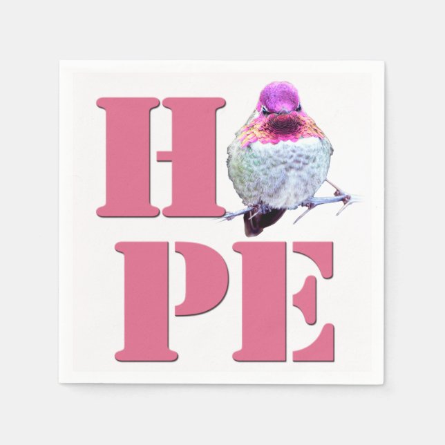 Serviette En Papier HOPE rose Anna's Hummingbird Photo Napkin (Devant)