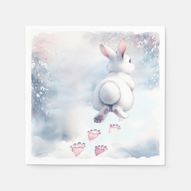 Serviette En Papier Hopping Bunny Quitter Empreintes de pattes de coeu (Devant)