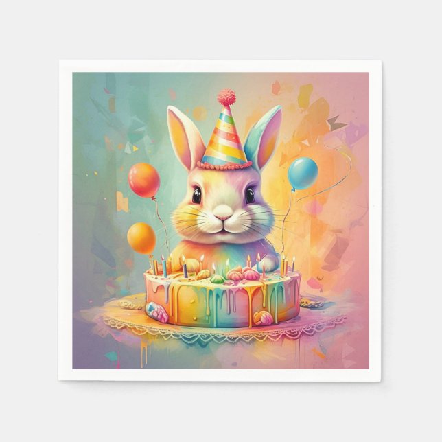 SERVIETTE EN PAPIER " HOPPY BANTHDAY DELIGHT " (Devant)