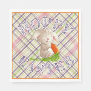 Serviette En Papier Hoppy Joyeux Lapin De Pâques Grandes Et Motif Plai
