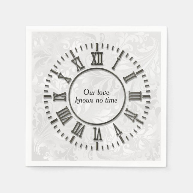Serviette En Papier Horloge Anniversaire sans mains (Devant)