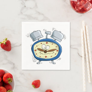 Serviette En Papier Horloge Drôle D'Alarme Cartoon Quirky Se Réveiller
