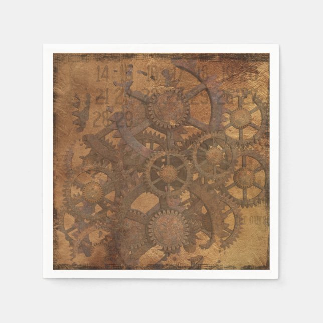 Serviette En Papier Horloge Gears Steampunk Art (Devant)