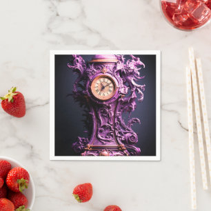 Serviette En Papier Horloge violette