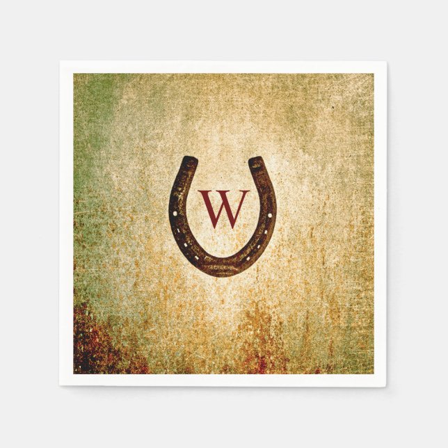 Serviette En Papier Horseshoe Monogrammed Cocktail Napkin (Devant)