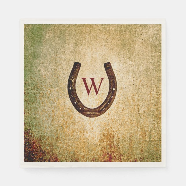 Serviette En Papier Horseshoe Monogrammed Lunch Napkin (Devant)