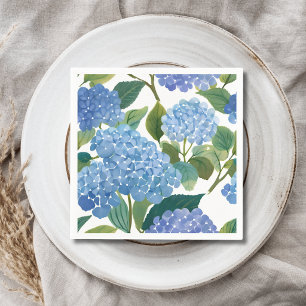 Serviette En Papier Hortensias Bleus   Bel Arbuste Floral