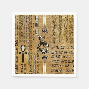 Serviette En Papier Horus - Hor égyptien - Or et Perle