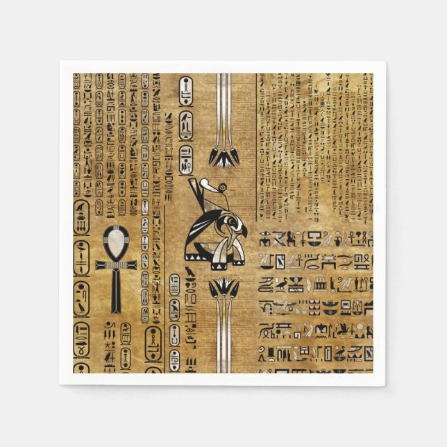 Serviette En Papier Horus - Hor égyptien - Or et Perle (Devant)