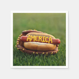 Serviette En Papier Hot Dog du 4 juillet dans un gant de baseball