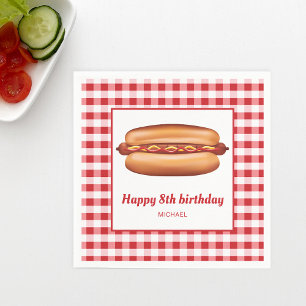 Serviette En Papier Hot Dog Sur Red En vichy Motif Joyeux anniversaire