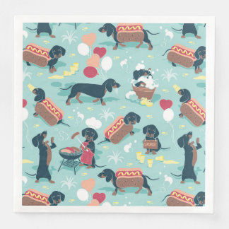 Serviette En Papier Hot dogs et limonade chien de dachshund été