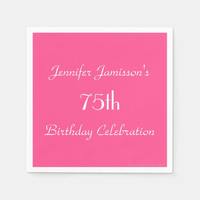 Serviette En Papier Hot rose 75th Birthday Party Name Paper (Devant)